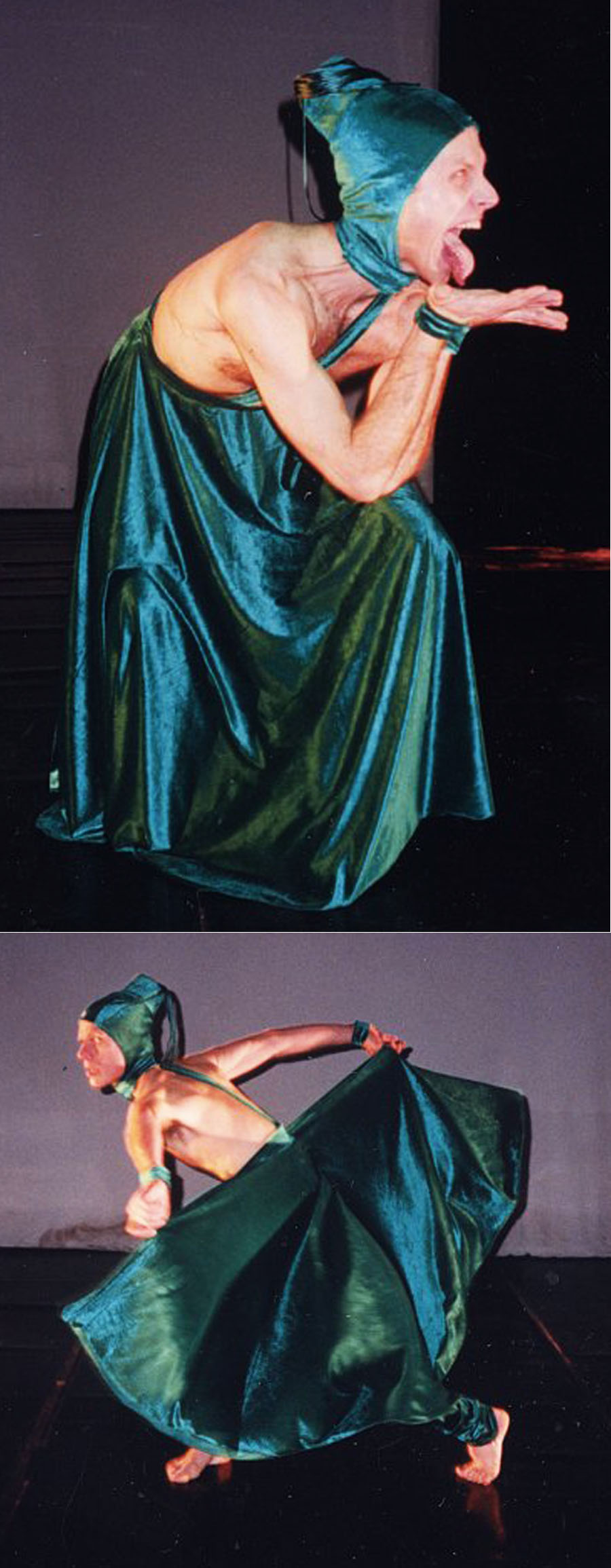 My costume design and construction for Peter Sparling\'s dance, \"Jealousy\", at Performance Network Ann Arbor, Michigan 1992.  