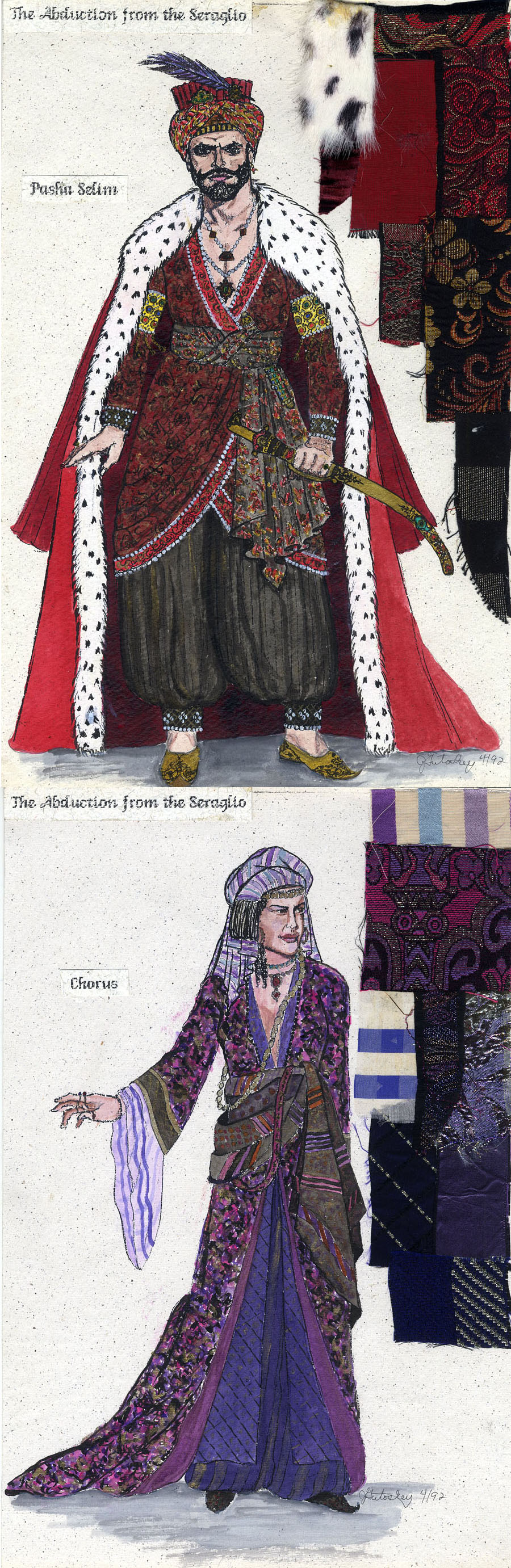 Costume sketches for \"The Abduction at the Seraglio\" 1992.