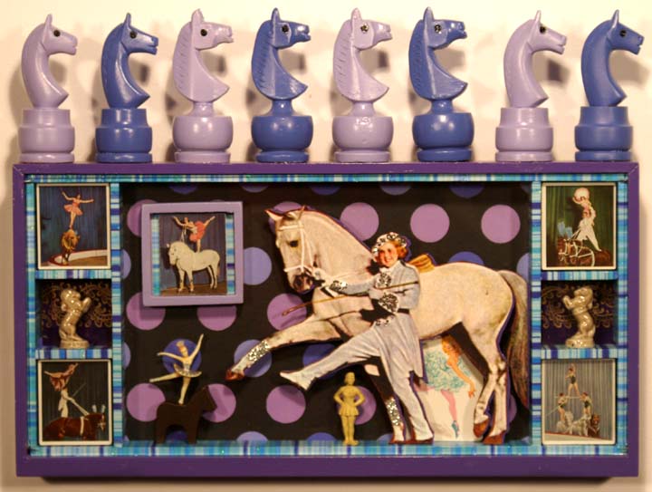     \"Horses\"
mixed-media assemblage
    17.5\" x 13\" x 2\"
    2007
    $325.00