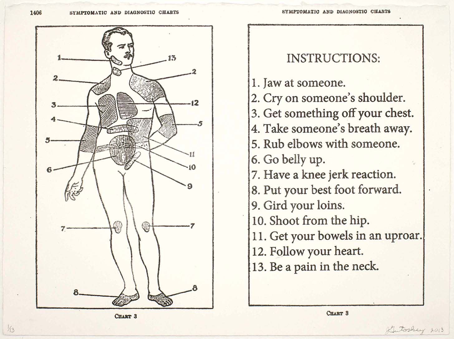     \"Instructions for Life (male)\"
    stone lithograph on Arches 88
    15\"h x 11\"w
    2013
2 editions: One edition of 7 and a second edition of 13. 

