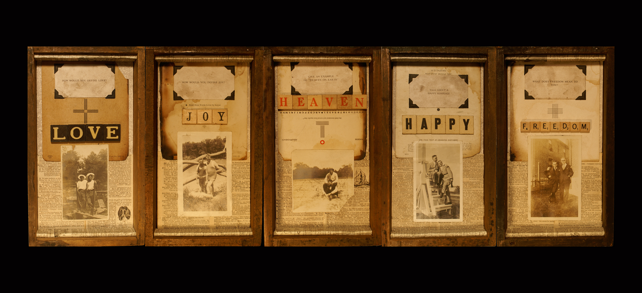 \"Marriage Suite 1\" 
mixed media assemblage  10\"h x 6\"w x 3\"d (each)
2010