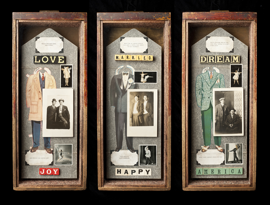 \"Marriage Triptych 2\"
mixed media assemblage 20\"h x 8\"w x 3.5\"d (each)
2010