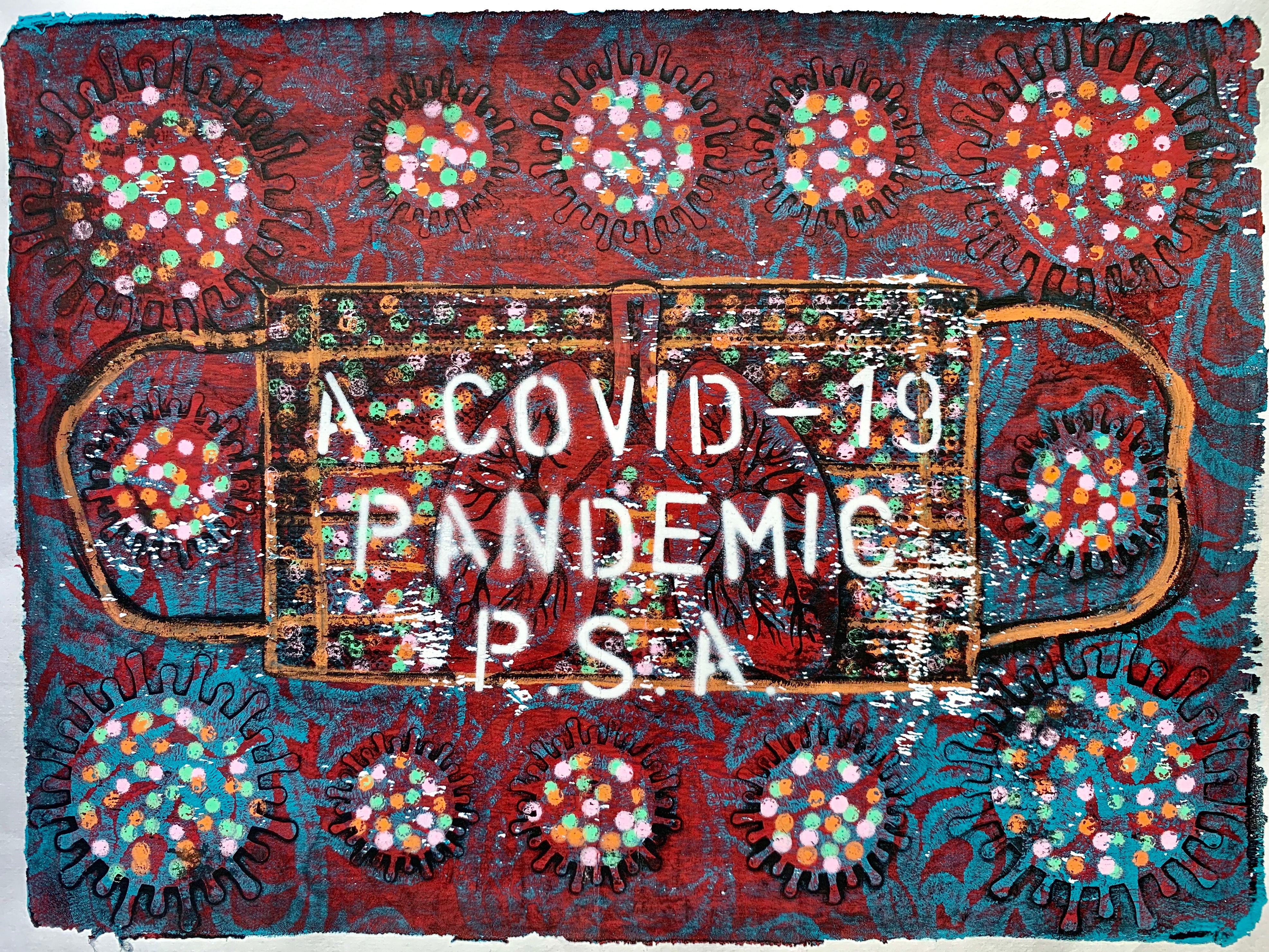 COVID-19 Pandemic PSA Monoprints